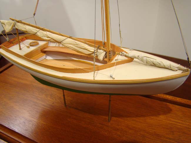 A scratch built model of a Herreshoff 12 1/2 circa 1900 in a 1:24 scale built by Cape Cod modeler Tom Lauria — image 2